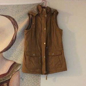 Ymi collection mustard faux fur lined utility vest